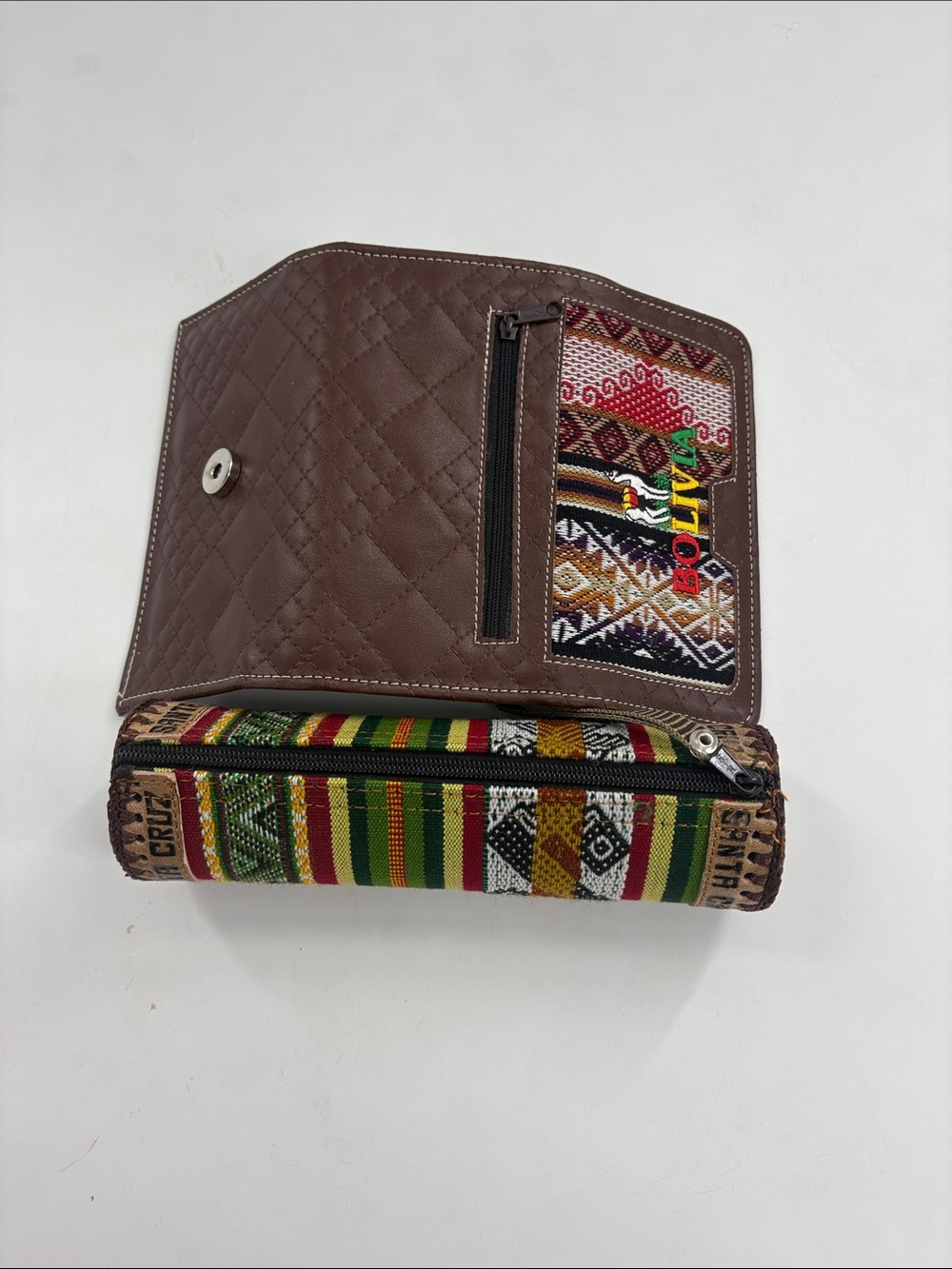 Brown Bolivia Embroidered Wallet - Ethnic Pattern Women’s Clutch - Picture 3 of 3
